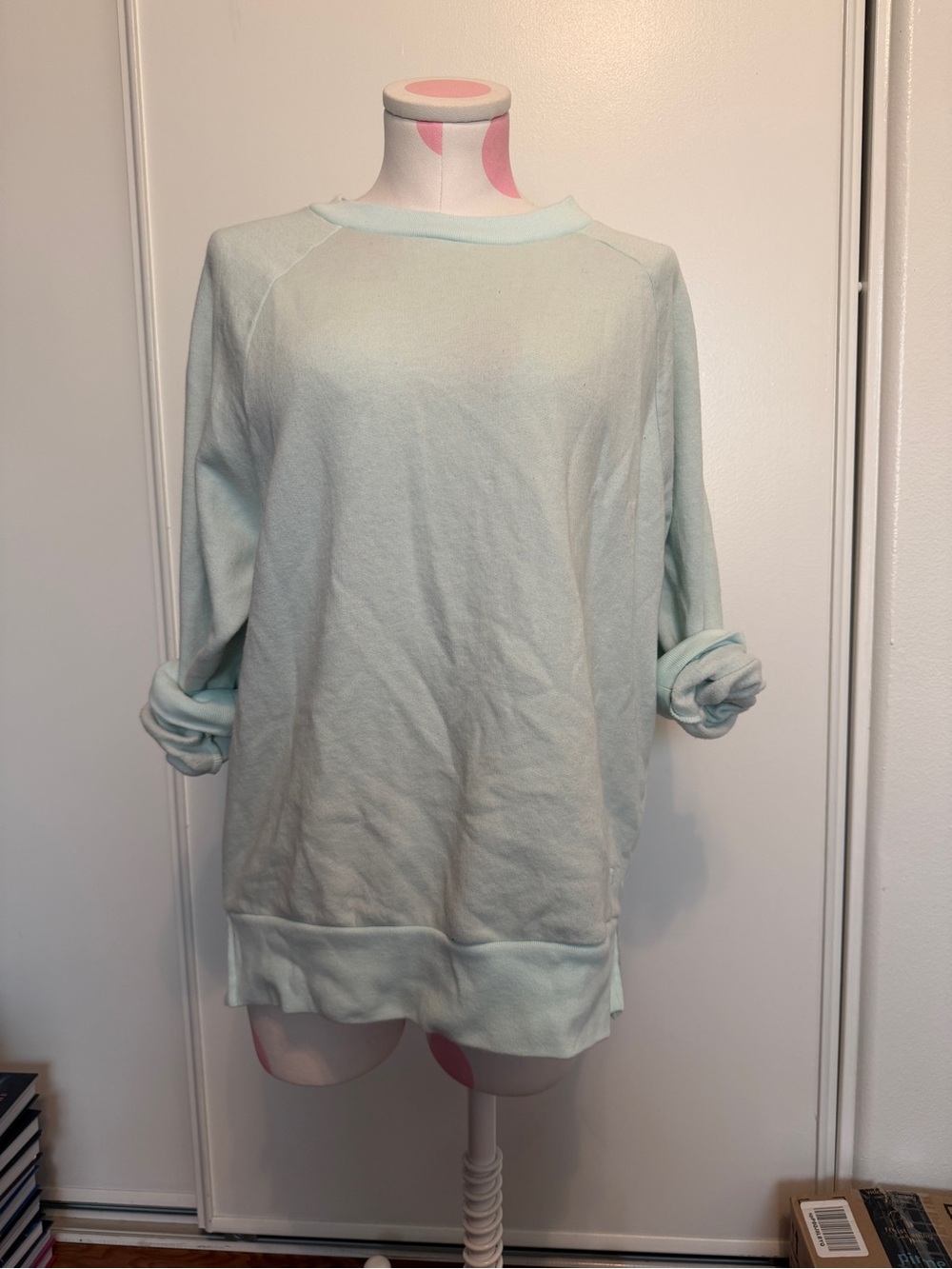 PINK Light Mint Pullover Crew Neck Sweatshirt